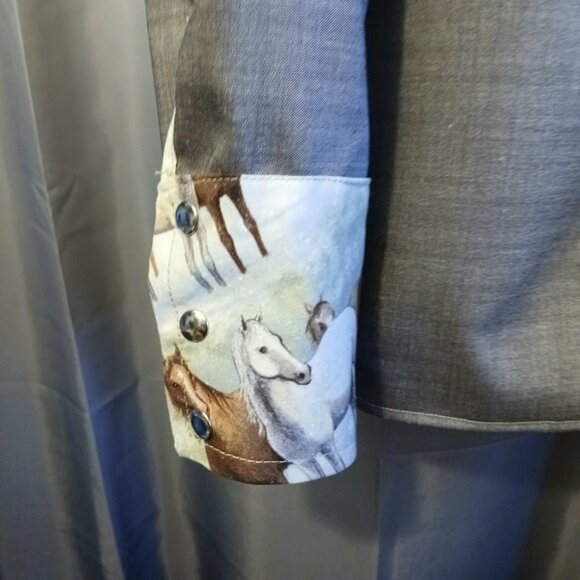 NEW Mens Western Cowboy Snap up Shirt M Dark or Light brown Horses yokes & Cuffs - Picture 8 of 12